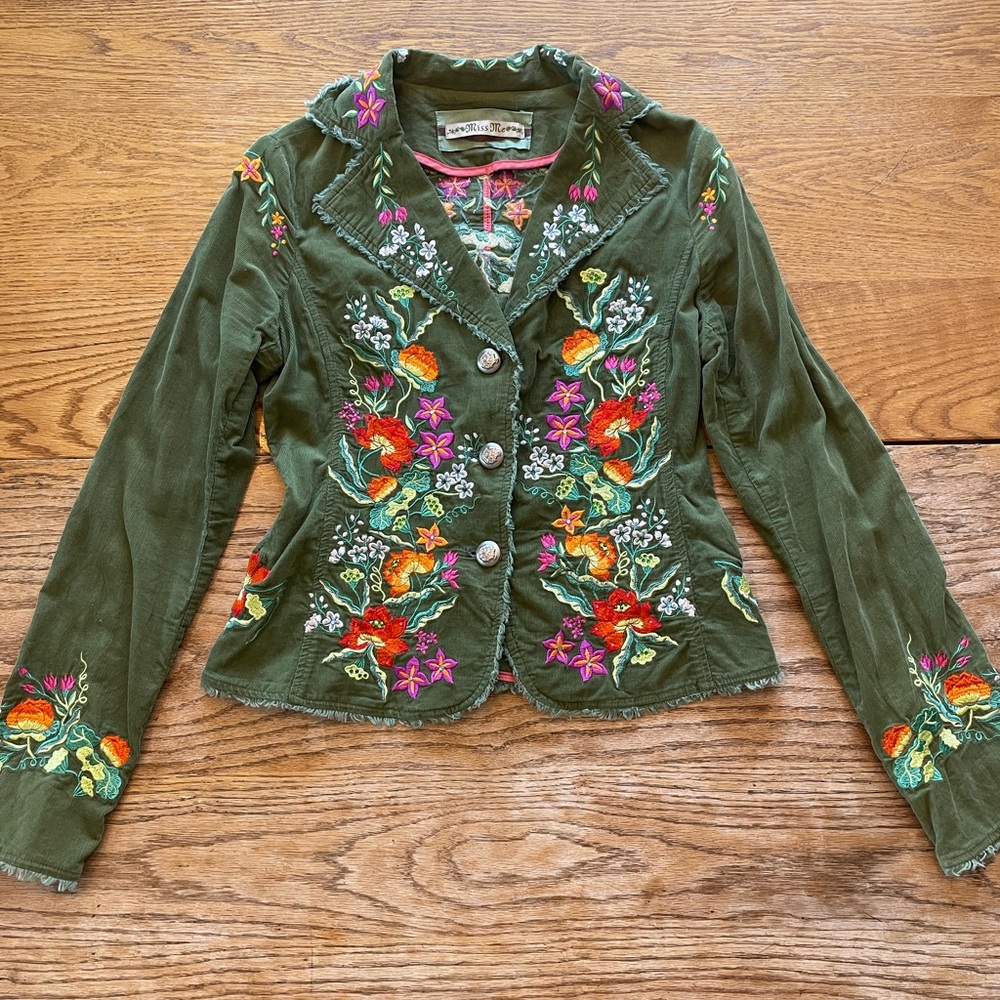 Miss Me Embroidered Corduroy Jacket